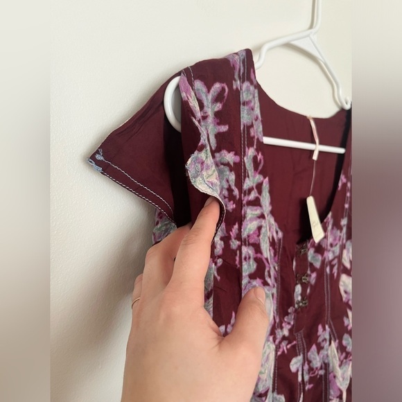 Free People Sully Mini Dress Floral Raisin Combo Festival Boho - Picture 14 of 16